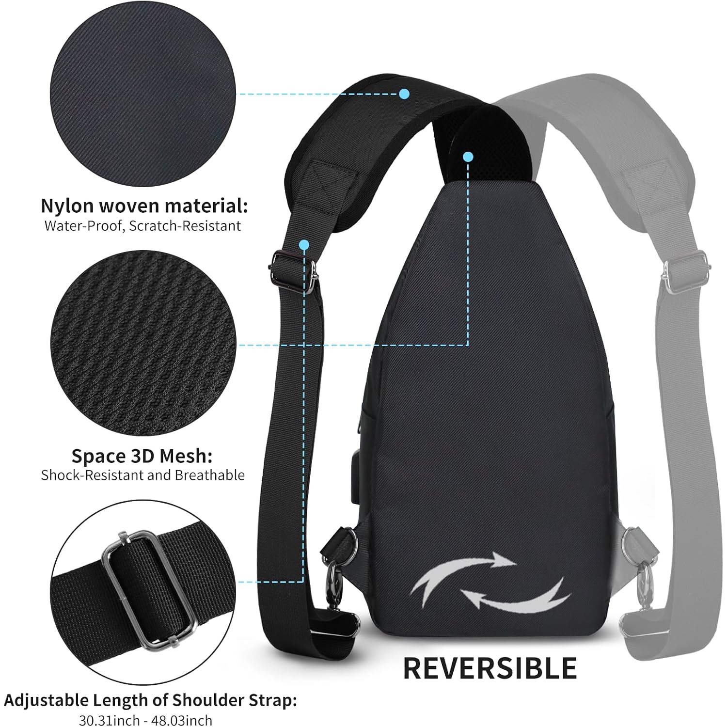 Crossbody Sling Bag Men Women, Casual Shoulder Backpack, Chest Daypack Satchel For Hiking Travel