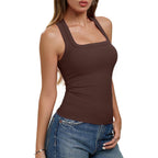Reoria Built In Bra Tank Tops For Women Summer Sleeveless Racerback Square Neck Casual Basic Ribbed Tops 2026