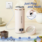 Travel Electric Kettle Portable Mini Kettle,Small Hot Water Boiler With 4 Temperature Settings,304 Stainless Steel,Fast Boiling Water With Auto Shut-Off And Boil Dry Protection,400Ml (Beige, 400Ml)