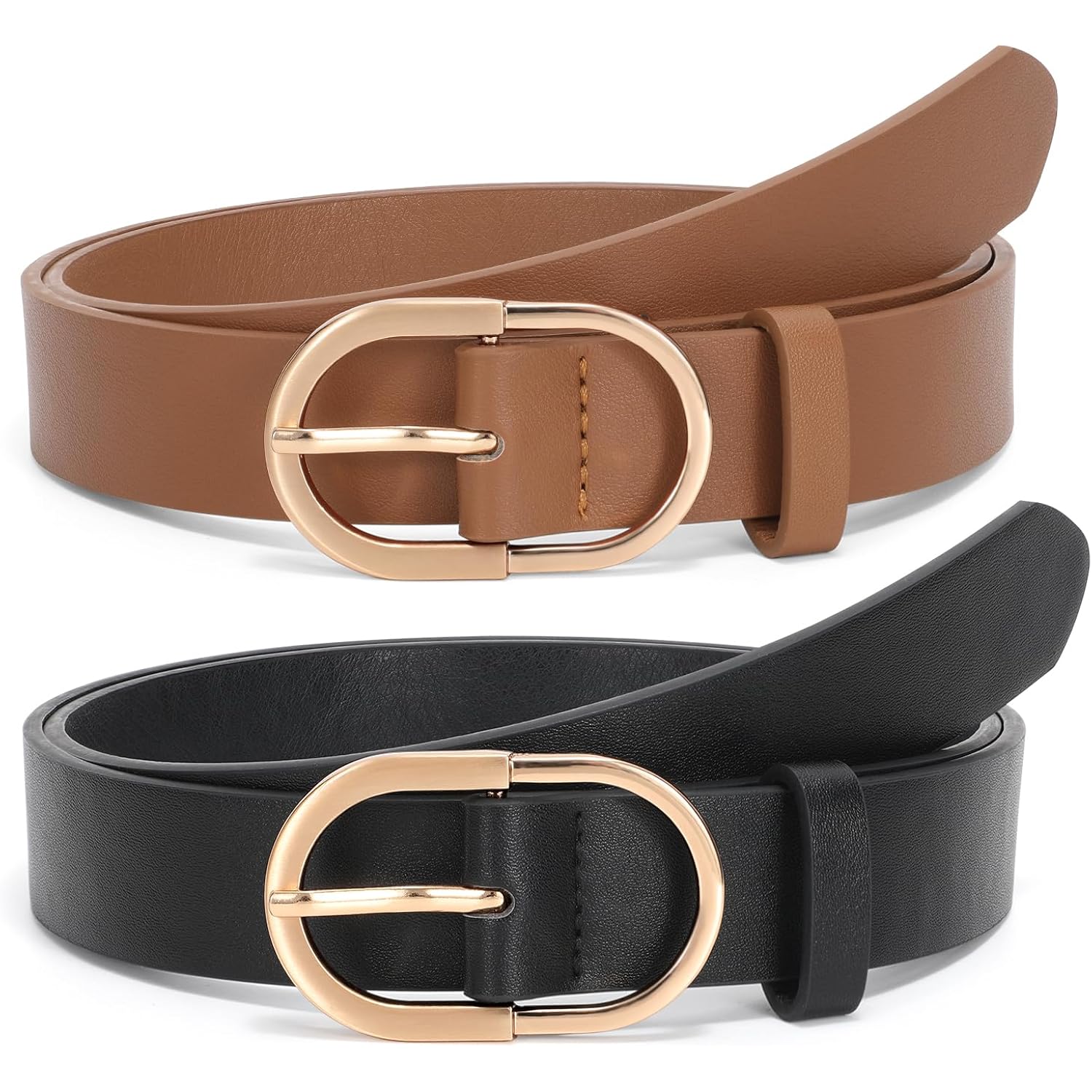 JASGOOD Women’s Leather Belts for Jeans Pants Fashion Ladies Belt with Gold Buckle