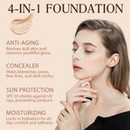Foundation 4 In 1 - Medium Spectrum With Spf 50+, Anti-Aging, Concealer, Sun Protection, Hydrating Color Changing Foundation Makeup Liquid - Longwearing & Waterproof For Sport, Dancing (Gym, 30Ml)