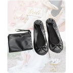 Stylish Foldable Ballet Flats For Women Portable Roll Up Travel Shoes For Wedding Bridesmaid Includes Carrying Pouch