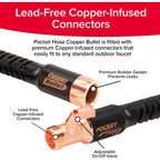 Pocket Hose 50 Ft Copper Bullet Expandable Garden Hose W/10 Pattern Thumb Spray Nozzle As Seen On Tv 650Psi 3/4 In Patented Lead-Free Ultra-Lightweight Solid Copper Anodized Aluminum