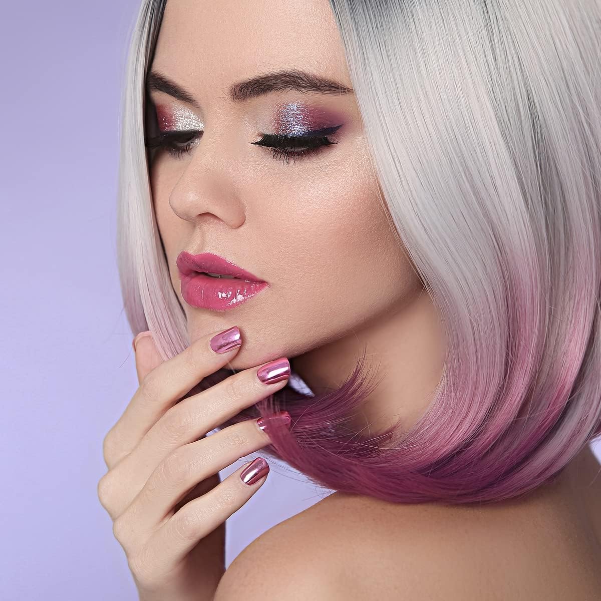 Chrome Nail Powder - Rose Gold/Pink Nails Chrome Powder Mirror Effect, Premium Metallic Mirror Chrome Nail Powder Pigment for Nail Art Decoration