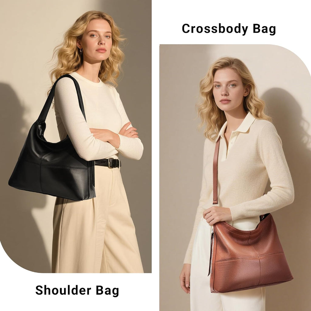 Genuine Leather Hobo Bags For Women Crossbody Purses Work Tote Bag Designer Shoulder Handbags With 2 Straps