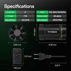Vivosun 4" Inline Fan &Speed Controll 130 Cfm Exhaust Fan For Home Workshop | Low Noise Duct Fan, Hvac Ventilation, Vent Booster Fan In Grow Tents, Basements, Bathrooms, Kitchens, Attics, 3D Printer