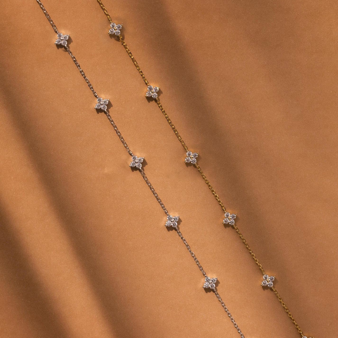 Mothers Day Gifts - Dainty Silver Gold Necklaces for Women Cute Station Choker Simulated Diamond Necklace Simple Layering CZ Necklace Trendy Jewelry Gifts