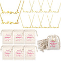 Yinkin 12 Pcs Mom Necklace Bulk Mother Day Church Gifts Mama Pendant Necklace with Drawstring Canvas Bags Jewelry for Women Wife