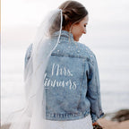 Noni Personalized Embroidered Bride Denim Jacket, Future Mrs Jean Jacket With Pearls, Wedding Gifts For Bride
