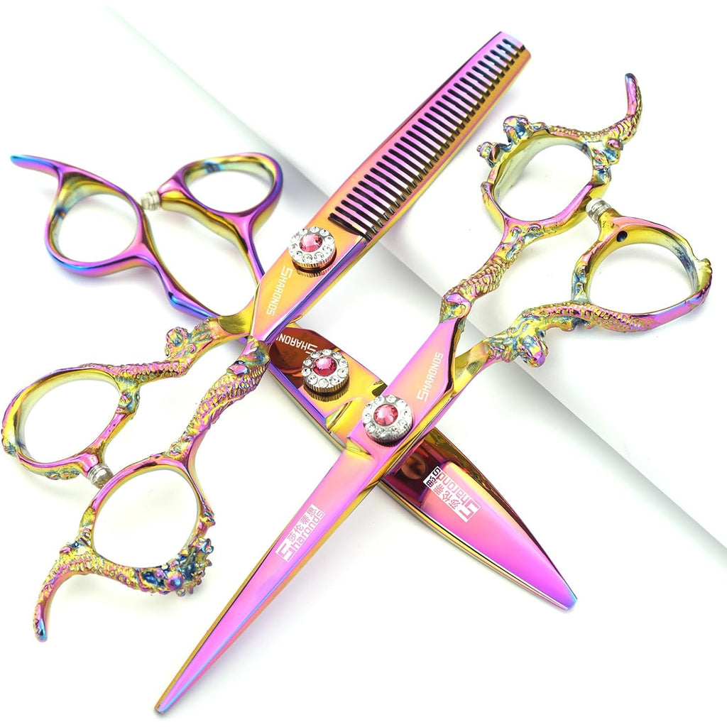 5.5/6 /7 Inch Purple Scissors Knight Professional Japanese Hair Scissors Barber Scissors Set (6 Inch 3Pc)