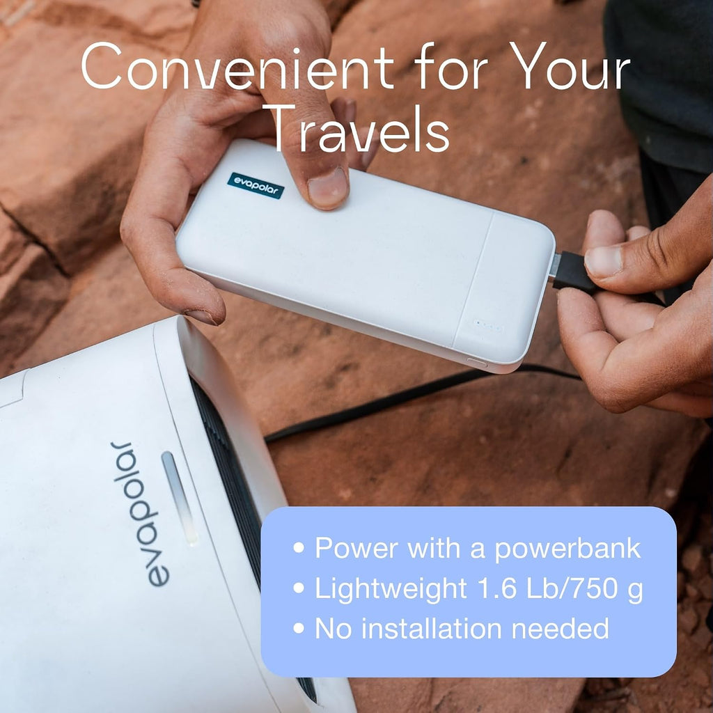Evapolar Evachill Portable Air Conditioners - Portable Ac Unit - Small Personal Evaporative Air Cooler & Fan For Desk, Office, Car, Camping, White