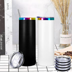 20oz Skinny Tumbler Replacement Lids 2 Pack,Spill Proof Splash Resistant Silicone Sliding Covers,Straw Friendly, BPA Free