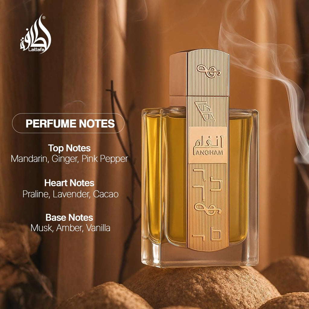 Lattafa Angham - Citrus, Lavender, Musk, Amber, Vanilla - Eau De Parfum Long-Lasting Fragrance For Unisex, 3.40 Ounce / 100 Ml
