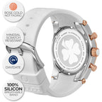 Mulco Watches For Women, Kripton Lady – 46 Mm Stainless-Steel Case, Black With Wrist Silicone Band, Quartz Multifunctional Day And Date Movement,Analog Display - Rose Gold Accents, 100M- Waterproof