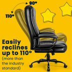 Leather Office Desk Chair,Ergonomic Office Chair With Lumbar Support,Computer Chair,Executive Leather Chair With Padded Arm,2026 Upgraded Big And Tall Chair, Black,275Lbs