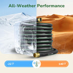 100 Ft Garden Hose, Flexible Rubber Water Hose 5/8", Heavy Duty, Lightweight Hose, Burst 600 Psi With Solid Brass Male To Female Fittings, Leakproof Hose For Backyard, Garden
