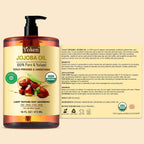 Yoken Organic Jojoba Oil 16Oz, Usda Certified Cold Pressed For Skin Care