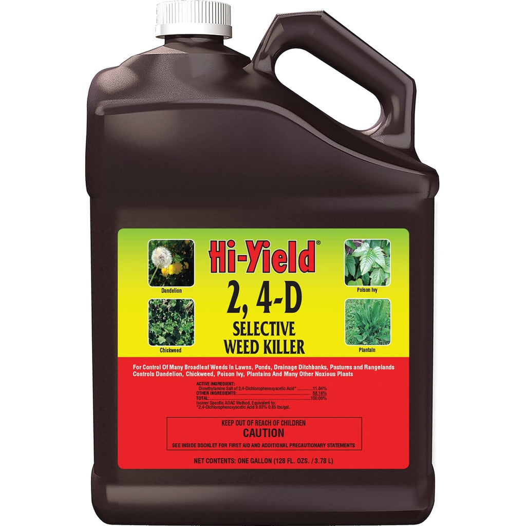 Hi-Yield (21416) 2,4-D Selective Weed Killer, 1 Gal | 2,4-D Amine Selective Herbicide - 1 Gal Concentrate For Broadcast Broadleaf Weed Control - Acreage Operators