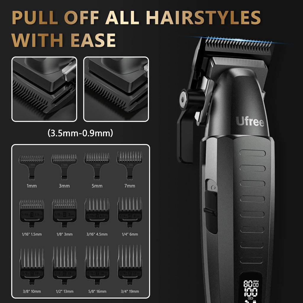 Ufree Professional Clippers and Trimmers Set, Cordless Hair Clippers for Men, Barber Clippers Set with Travel Case