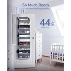 Ulg 1 Pack Over Door Organizer With 5 Large And 10 Mesh Side Pockets, 44 Lbs Weight Capacity Hanging Storage With Clear Window Kids Toys, Shoes, Diapers, Dark Grey, 5 Layers