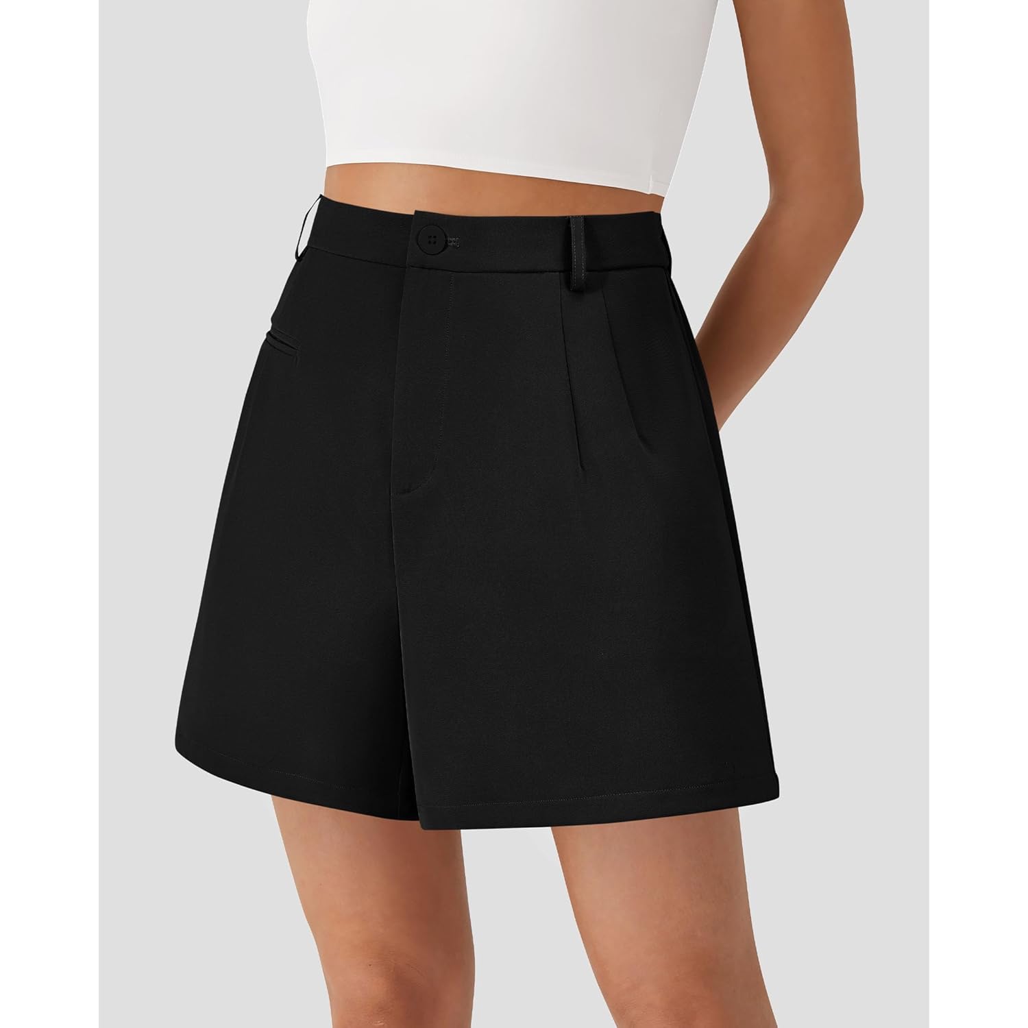 Shorts for Women Dressy 2026 Summer Elastic High Waisted Wide Leg Business Casual Work Shorts with Pockets