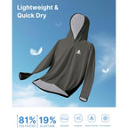 Pudolla Men'S Sun Protection Hoodie Shirts Upf 50+ Long Sleeve Fishing Swim Shirt Lightweight Quick Dry Rash Guard