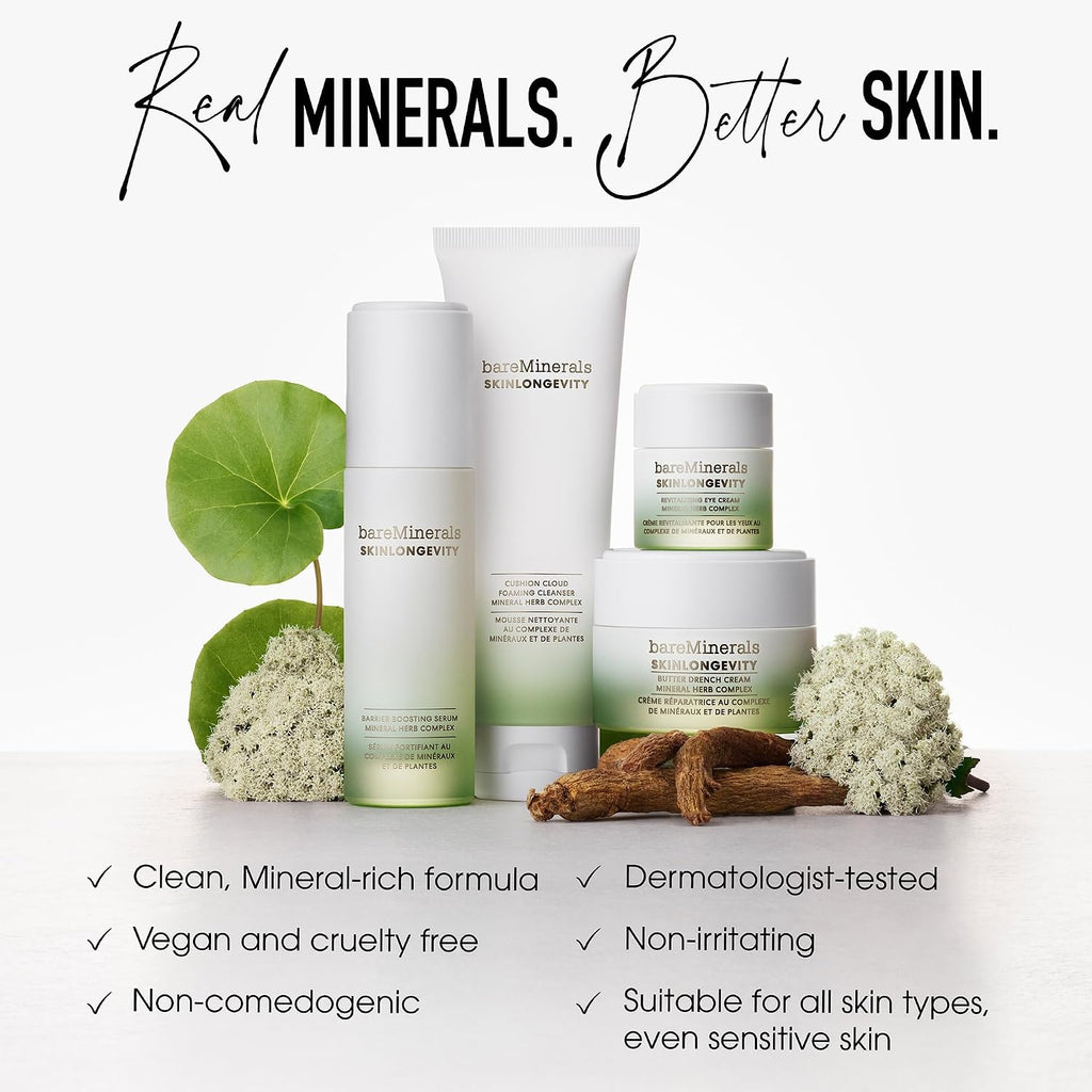 Bareminerals Skinlongevity Revitalizing Eye Cream, For Brighter, Firmer Under-Eyes, Reduces Puffiness & Dark Circles, Vegan, Safe For Sensitive Skin