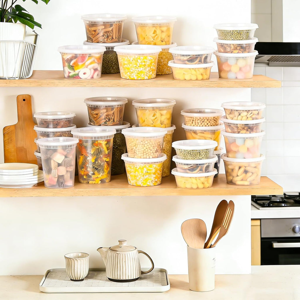 60 Sets Deli Containers With Lids, 32/16/8 Oz X 20 Set Each, Leak-Proof & Bpa Free Airtight Stackable Takeout Plastic Food Storage Containers, Freezer/Microwave/Dishwasher Safe