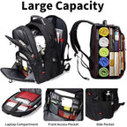 Shrradoo Extra Large 50L Travel Laptop Backpack With Combination Lock,High School College Backpack Airline Approved Business Work Bag Fit 17 Inch Laptops For Men Women,Black