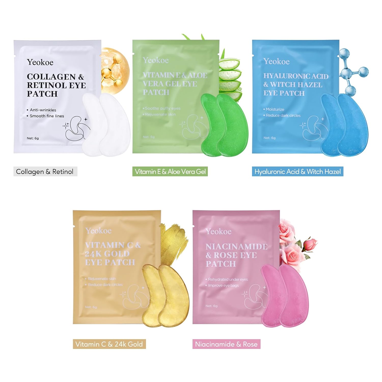 Under Eye Patches For Dark Circles,Eye Mask For Puffy Eyes With Collagen,Retinol,Vitmin C,Hyaluronic Acid And Niacinamide Face Masks Skincare Spa Gifts For Woman 20Pairs