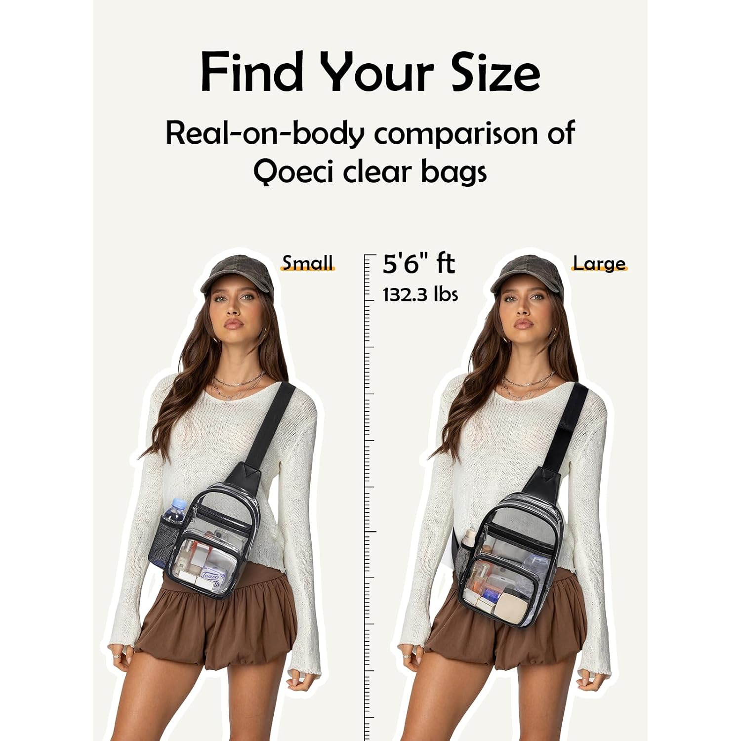Clear Bag For Stadium Events, Clear Purses For Women Men, Transparent Crossbody Bag, See Through Large Sling Backpack