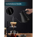 INTASTING Electric Kettle, Gooseneck Electric Kettle, ±1℉ Precise Temperature Control, Stainless Steel Interior, Quick Heating for Pour Over Coffee, Tea & Boiling Water, 0.9L (Black)