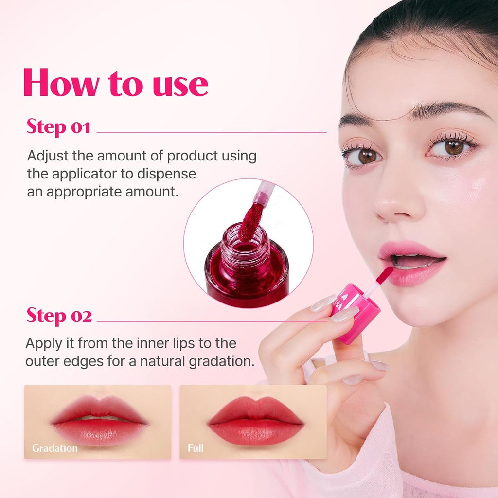 Etude Dear Darling Water Tint 3 Set (Strawberry Ade, Cherry Ade, Red Grapefruit Ade, 9G*3) | Vivid Color Lip Stain With Moisturizing Weightless & Non-Sticky Finish | Korean Makeup, Perfect For Gift