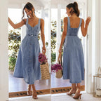 Utcoco Denim Dress For Women Sleeveless Button Down Slim Fit Midi Jean Dresses For Women 2026