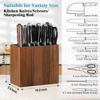 Xxl Acacia Wood Knife Holder – Large Universal Knife Block With Blade-Protecting Slots, Holds 26+ Knives, Scissors, And Sharpening Rods, Space-Saving Kitchen Storage Organizer