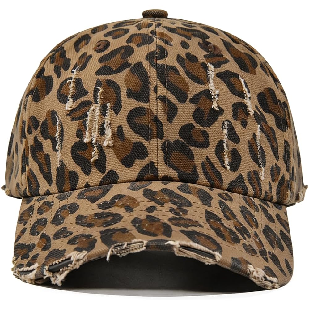 Classic Low Profile Baseball Cap for Men Women Adjustable Cotton Trucker Hats Dad Hat Plain Cap Leopard Khaki