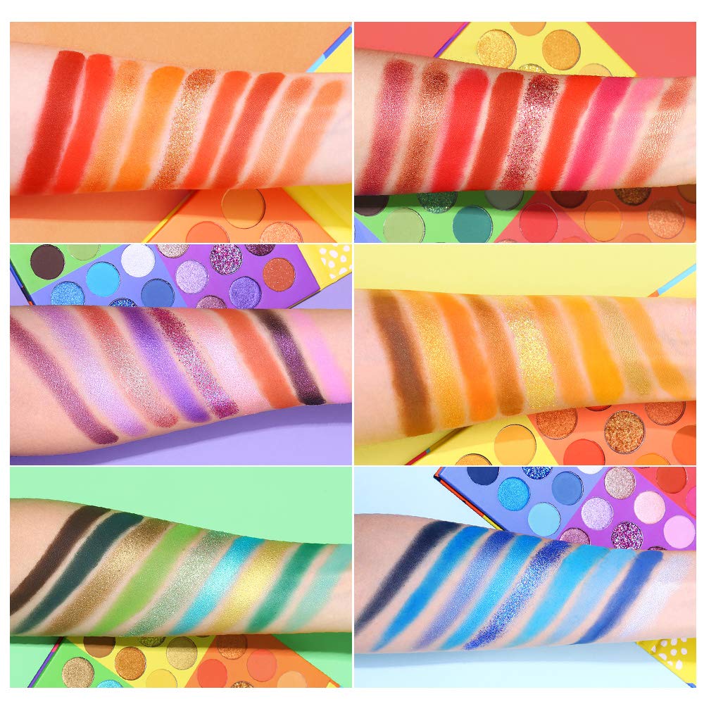 Ucanbe 54 Colors Splashy Candies Eyeshadow Palette, Highly Pigmented Matte Shimmer Soft Creamy Glitter Rainbow Bright Powder Eye Shadow Blendable Waterproof Long Lasting Makeup Pallet…