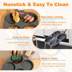AHFLRITO 4-Cup Egg Pan Nonstick, Healthy Aluminum Omelette Pan, Breakfast Omelette Skillet for Fried Eggs Cooker, Pancakes, Suitable for Gas Stove & Induction Cookware