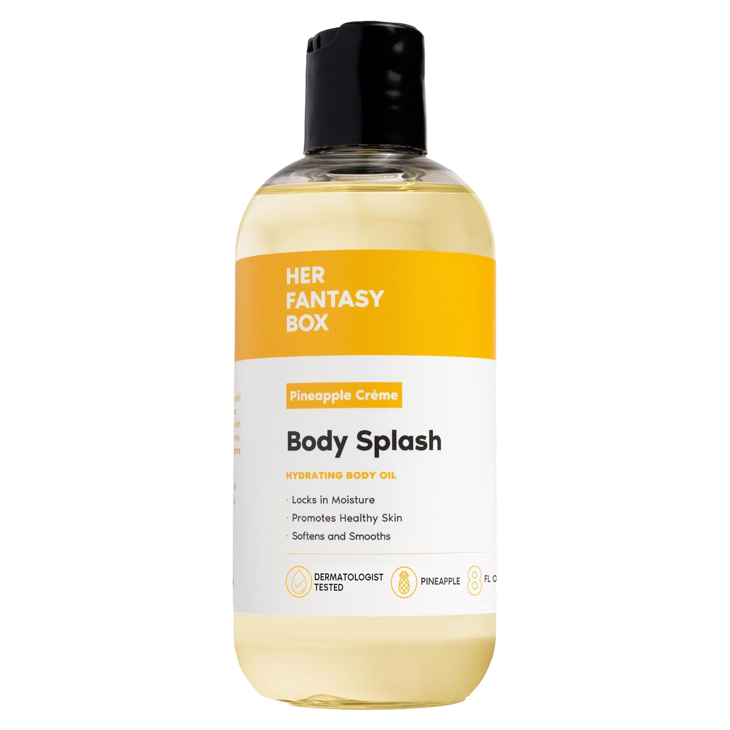 Her Fantasy Box | Body Splash Hydrating Body Oil (Pineapple Creme) - Moisturizing, Non-Greasy Formula For Soft, Smooth Skin - All-Natural, Lightweight & Nourishing