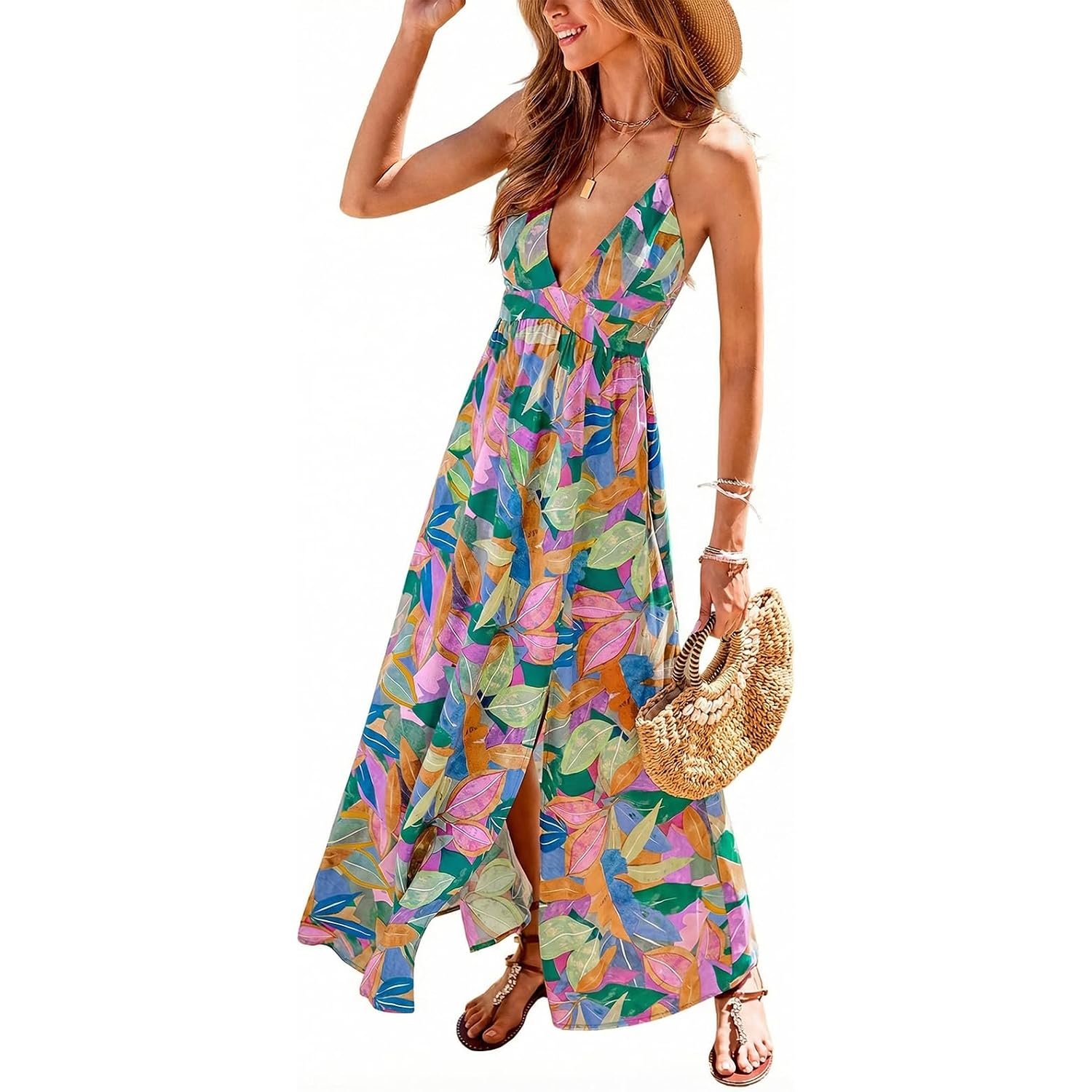 Cupshe Womens Summer Maxi Dress 2026 Sleeveless Long Sundresses Spaghetti Strap Flowy Boho Beach Vacation Dress