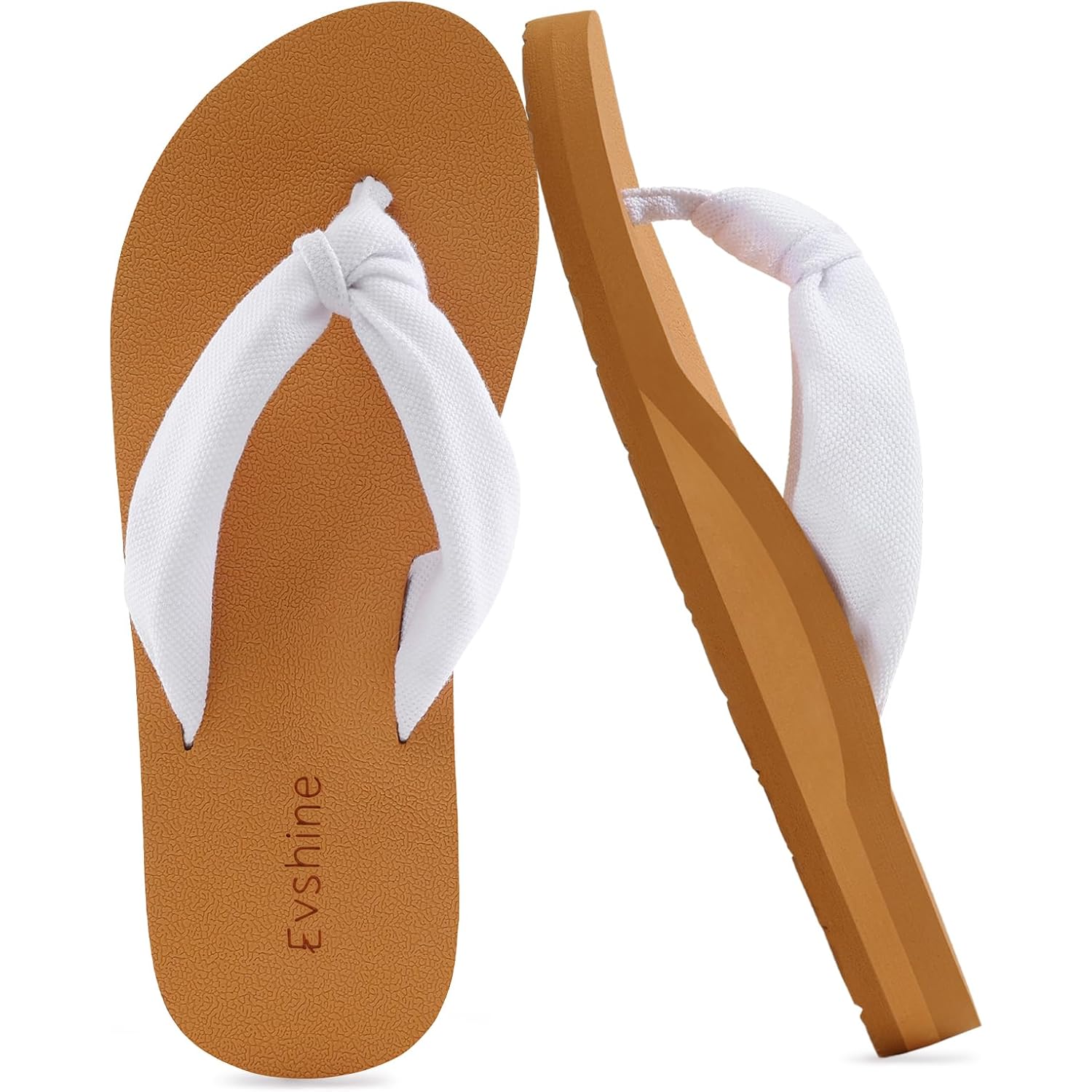 Evshine Women'S Flip Flops, Yoga Mat Thong Sandals | Soft Knit Straps, Moderate Arch Support, Lightweight Summer Sandals For Home, Beach, Pool, Travel