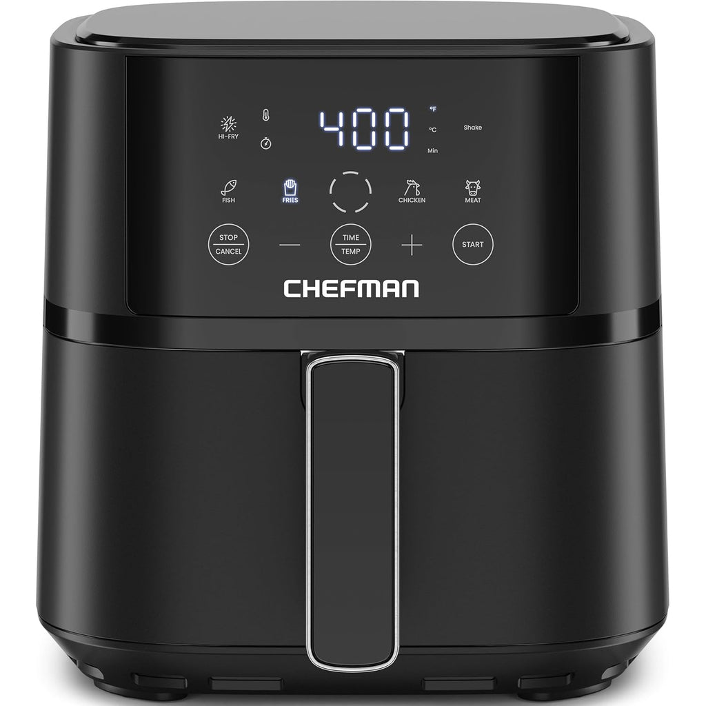 Chefman Air Fryer – 4 QT Compact Airfryer for Quick & Easy Meals in Minutes, Features Hi-Fry Technology for Extra Crisp, Touchscreen Controls with 4 Presets, Nonstick & Dishwasher Safe Basket - Black