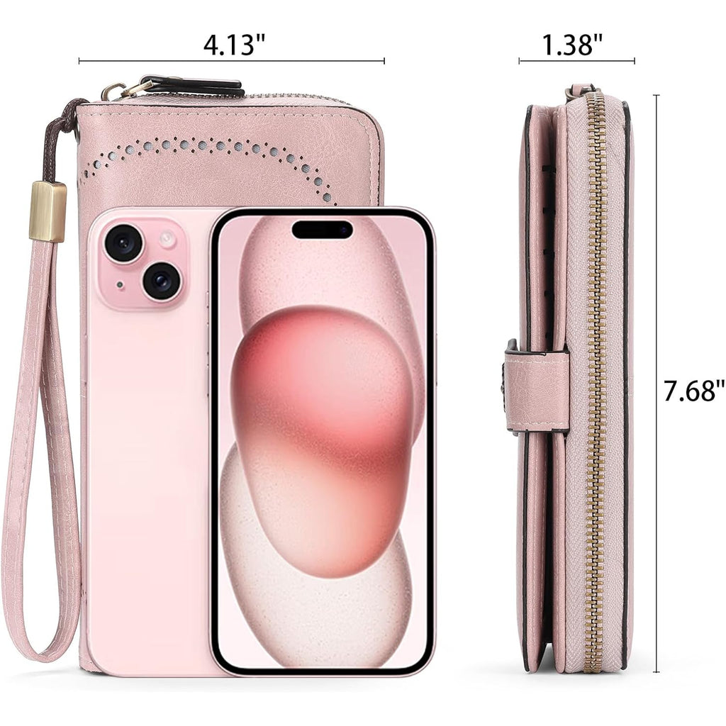 Wallets for Women Leather Credit Card Holder with RFID Blocking Holder Bifold Wristlet Clutch Wallet