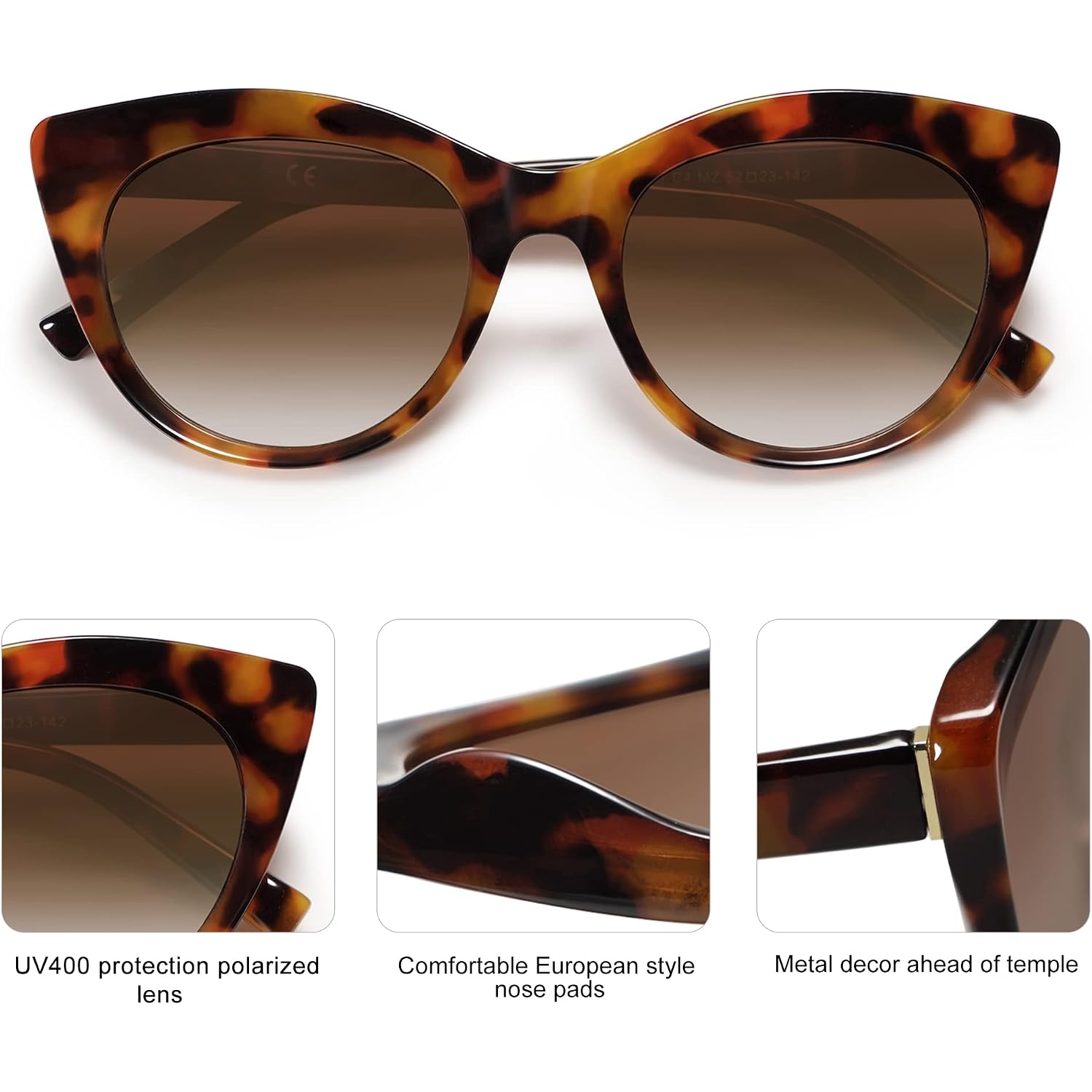 SOJOS Trendy Polarized Sunglasses for Women,Retro Cat Eye Womens Sun Glasses SJ2221 Tortoise/Brown