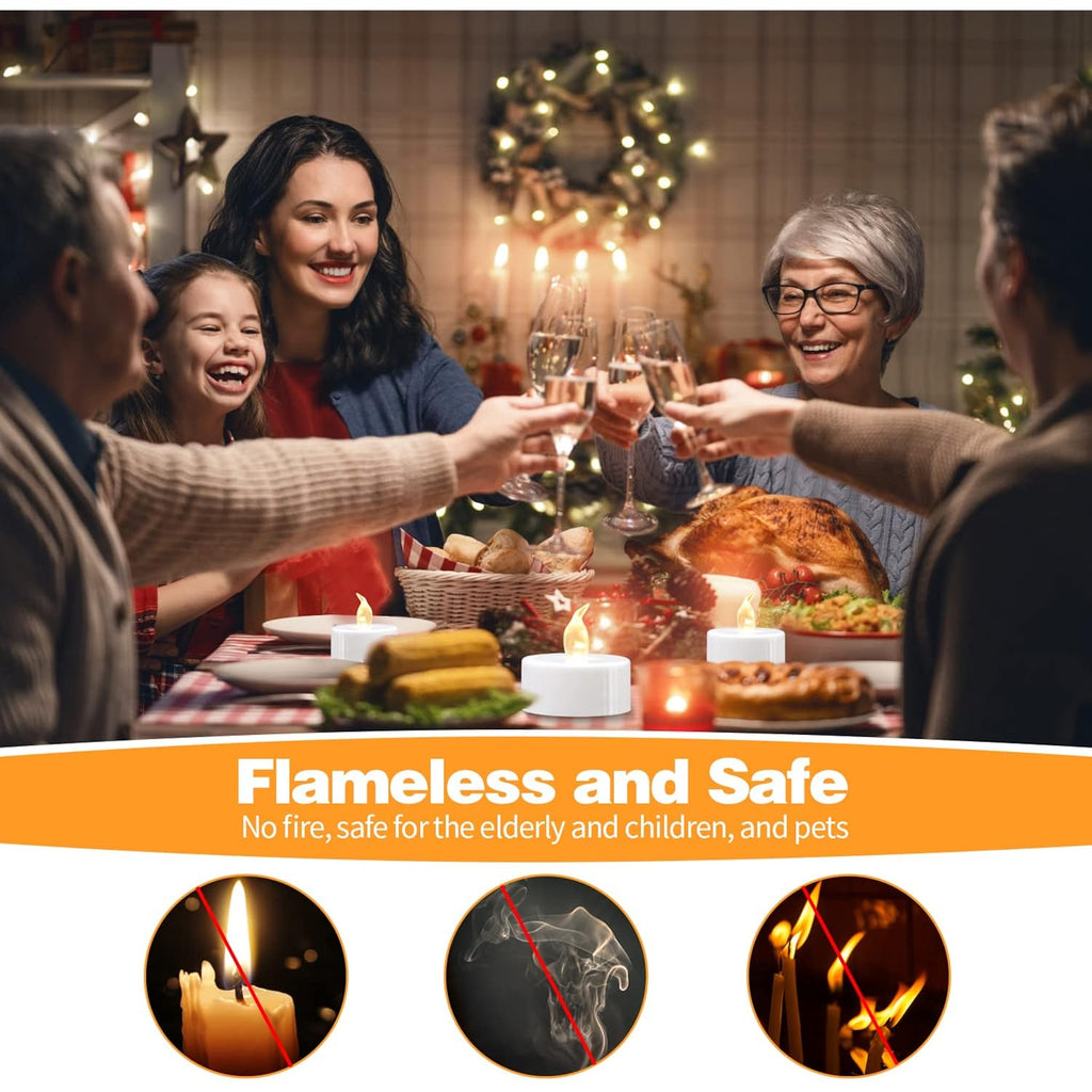 Koaby 12/24/50/100/200/400 Pack Led Tea Lights | Battery Operated Flickering Warm White Lights For Decor
