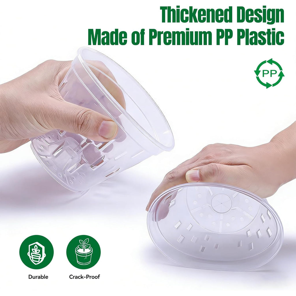Truedays Orchid Pot – 4 Pack 5 Inch Clear Orchid Pots With Drainage Holes For Repotting – Ideal For Healthy Root Growth – Sturdy Plastic Plant Pot For Indoor & Outdoor Plants