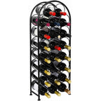 23 Bottles Arched Freestanding Floor Metal Wine Rack Wine Bottle Holders Stands, Black