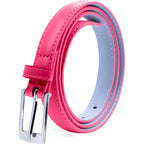 Belle Donne Belt Women, Skinny Dress Belt, Silver Polished Buckle, For Womens Clothes and Fine Dresses, Classy Style