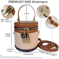 Retro Bucket Bag Color Contrast Cylinder Purse | Senior Sense Style, Single Shoulder Crossbody, Zipper Closure, 4.7X6