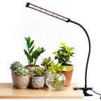 Led Grow Light, 5700K Full Spectrum Clip Plant Growing Lamp With Red Blue White Leds For Indoor Plants, 5-Levels Dimmable, Auto On Off Timing 4/8/12/18Hrs(Single Head)
